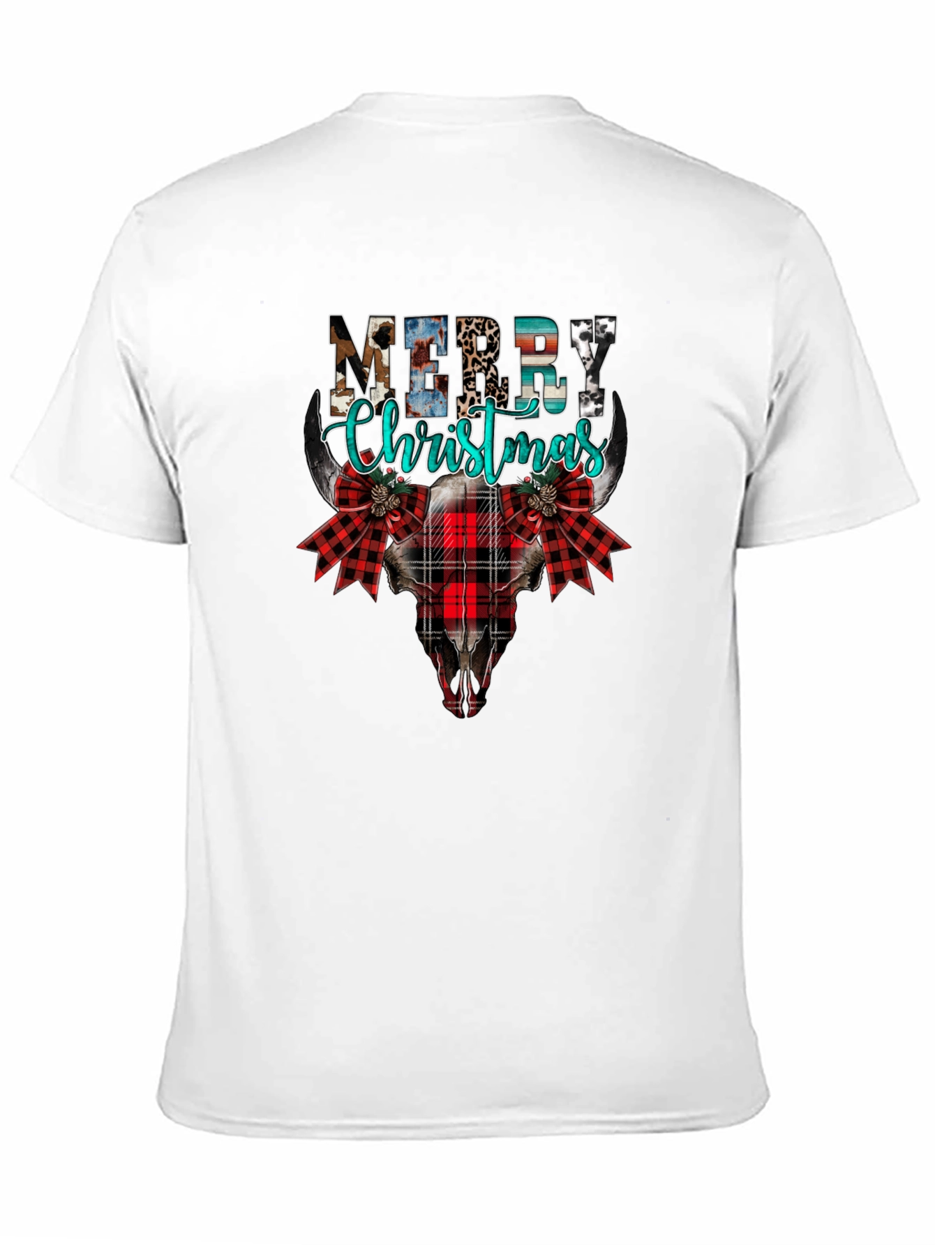 Merry Christmas Western Style Bull Skull Tee