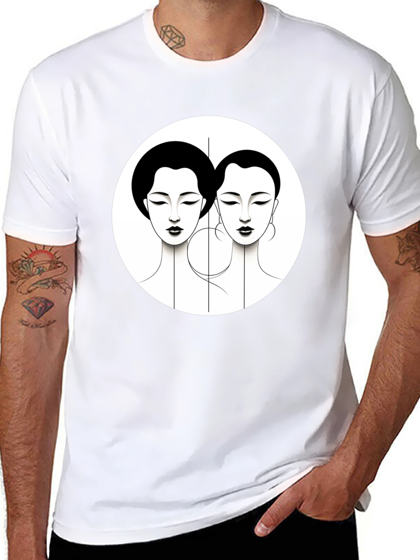 Art Deco Ladies Graphic Tee - Black Unisex T-Shirt