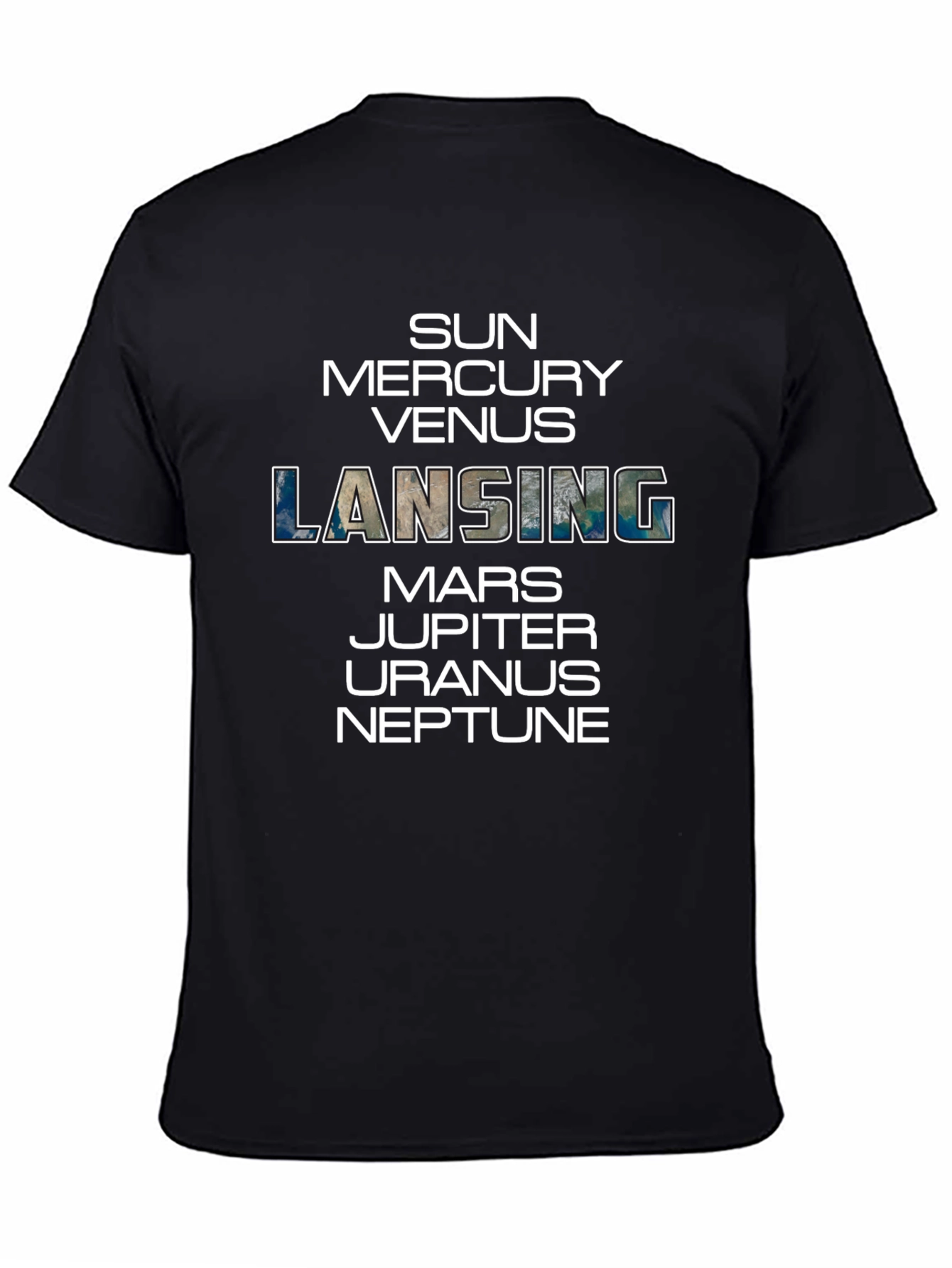 Planets & Lansing Graphic Print Black T-Shirt