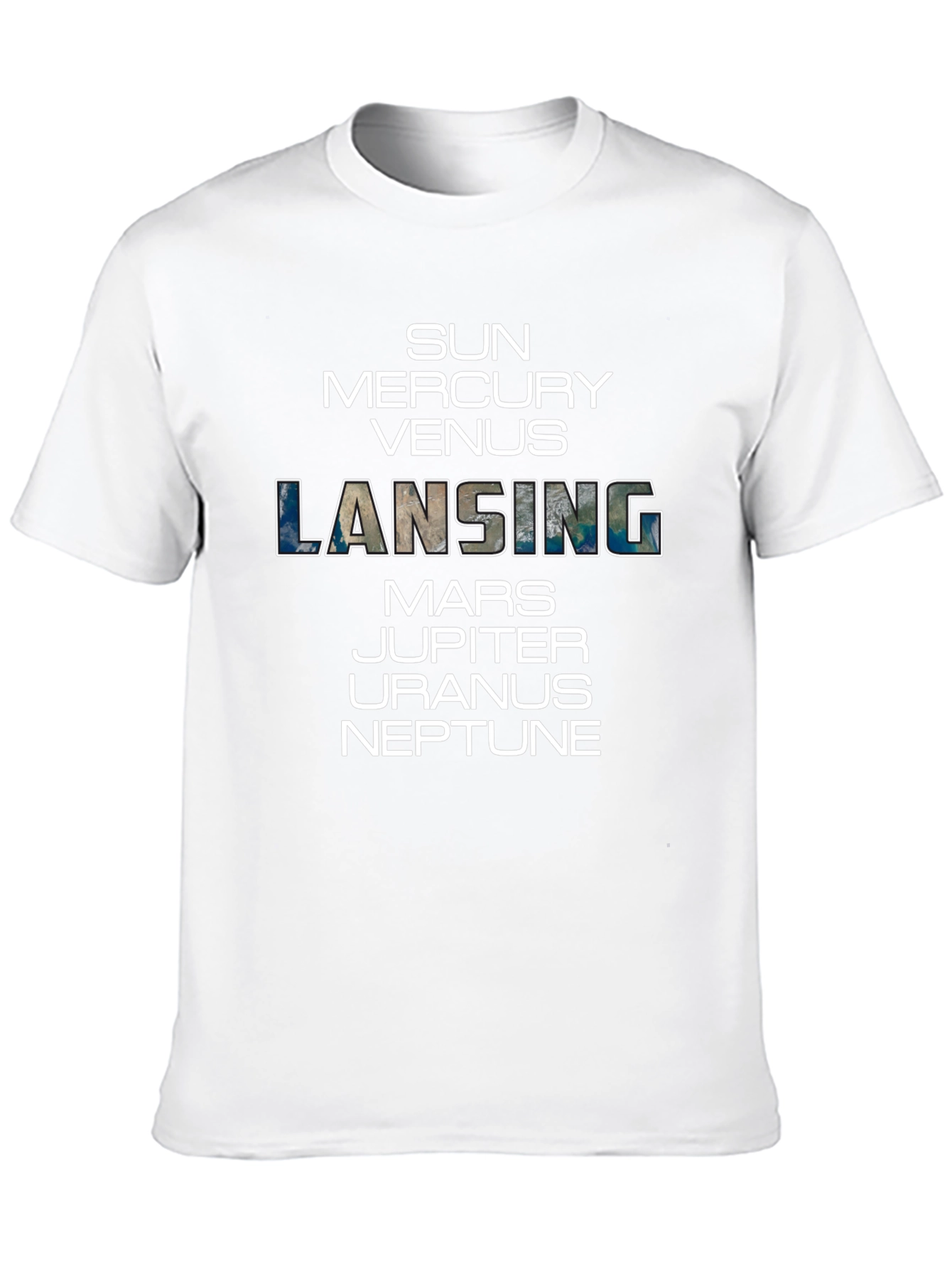 Planets & Lansing Graphic Print Black T-Shirt