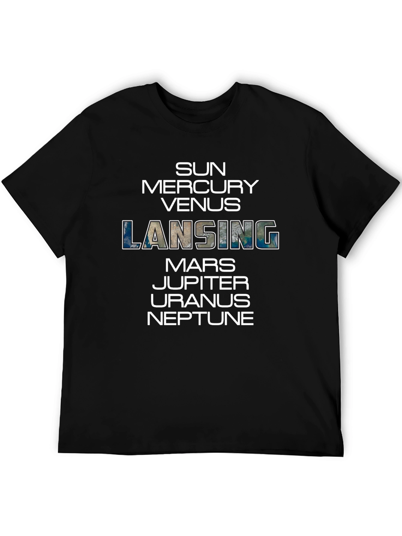 Planets & Lansing Graphic Print Black T-Shirt