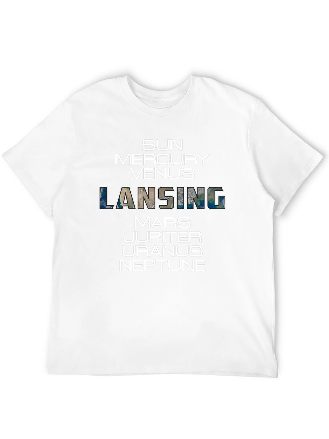 Planets & Lansing Graphic Print Black T-Shirt