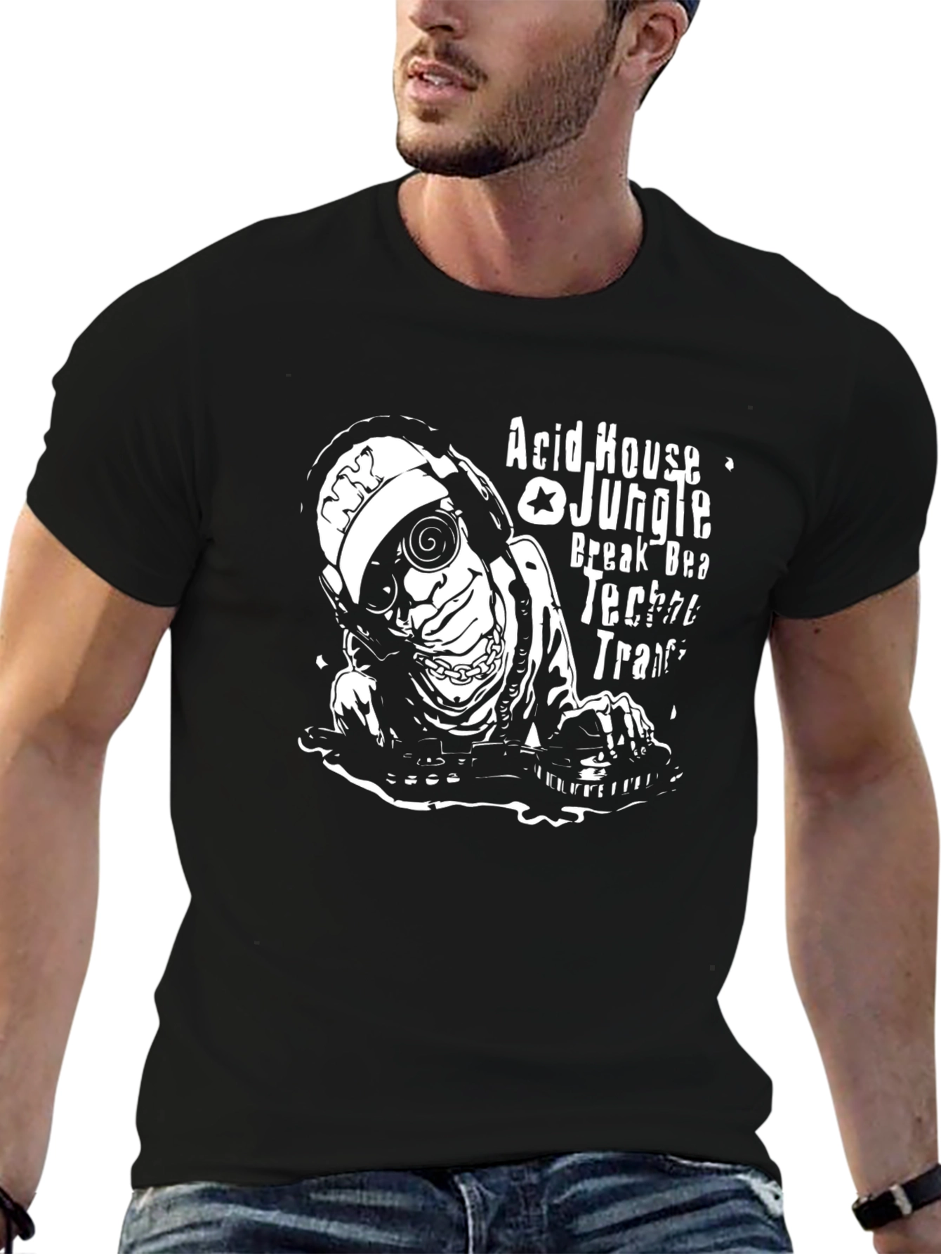 Acid House DJ Graphic Black T-Shirt
