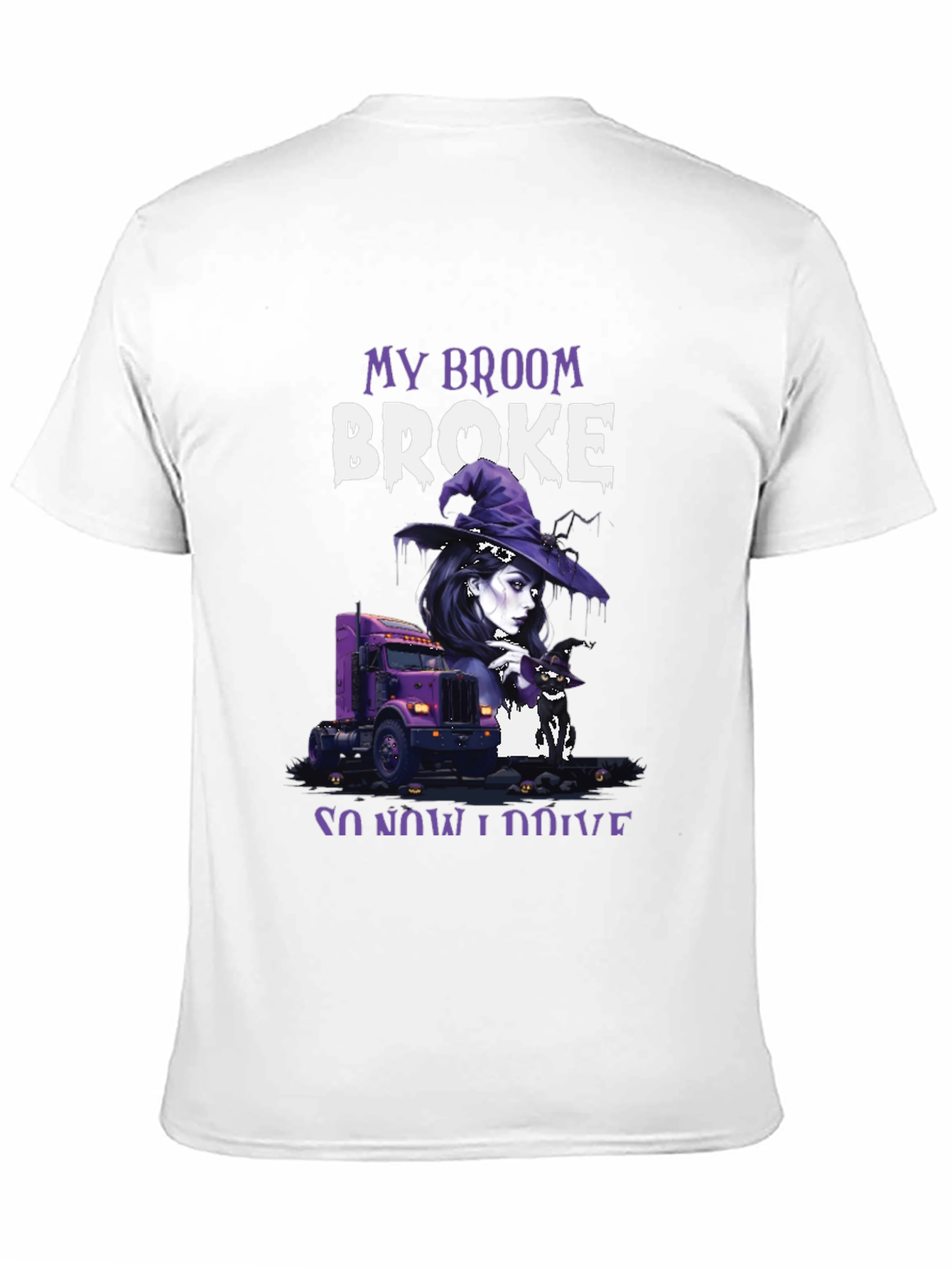 My Broom Broke Trucker Halloween T-Shirt