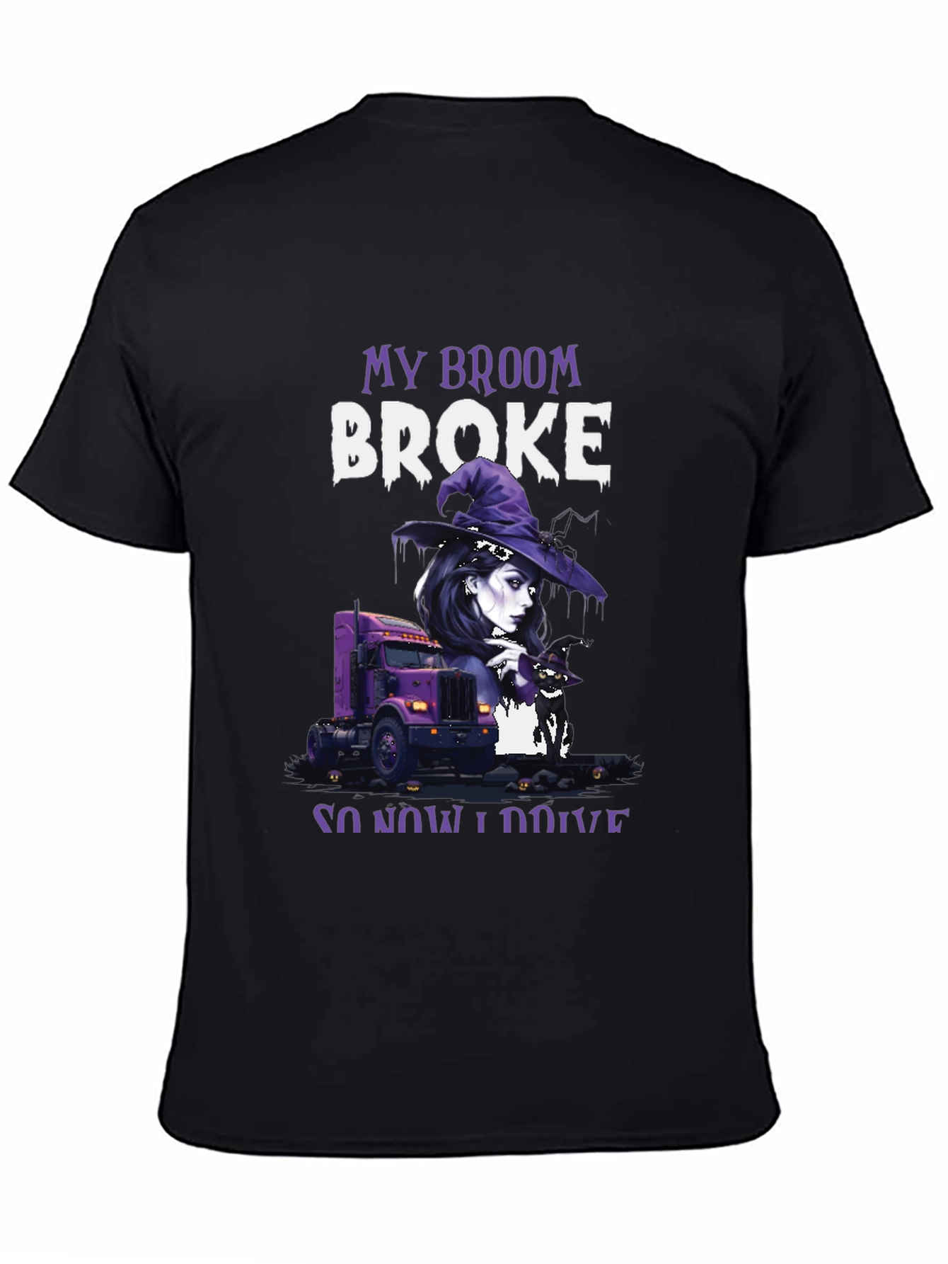 My Broom Broke Trucker Halloween T-Shirt