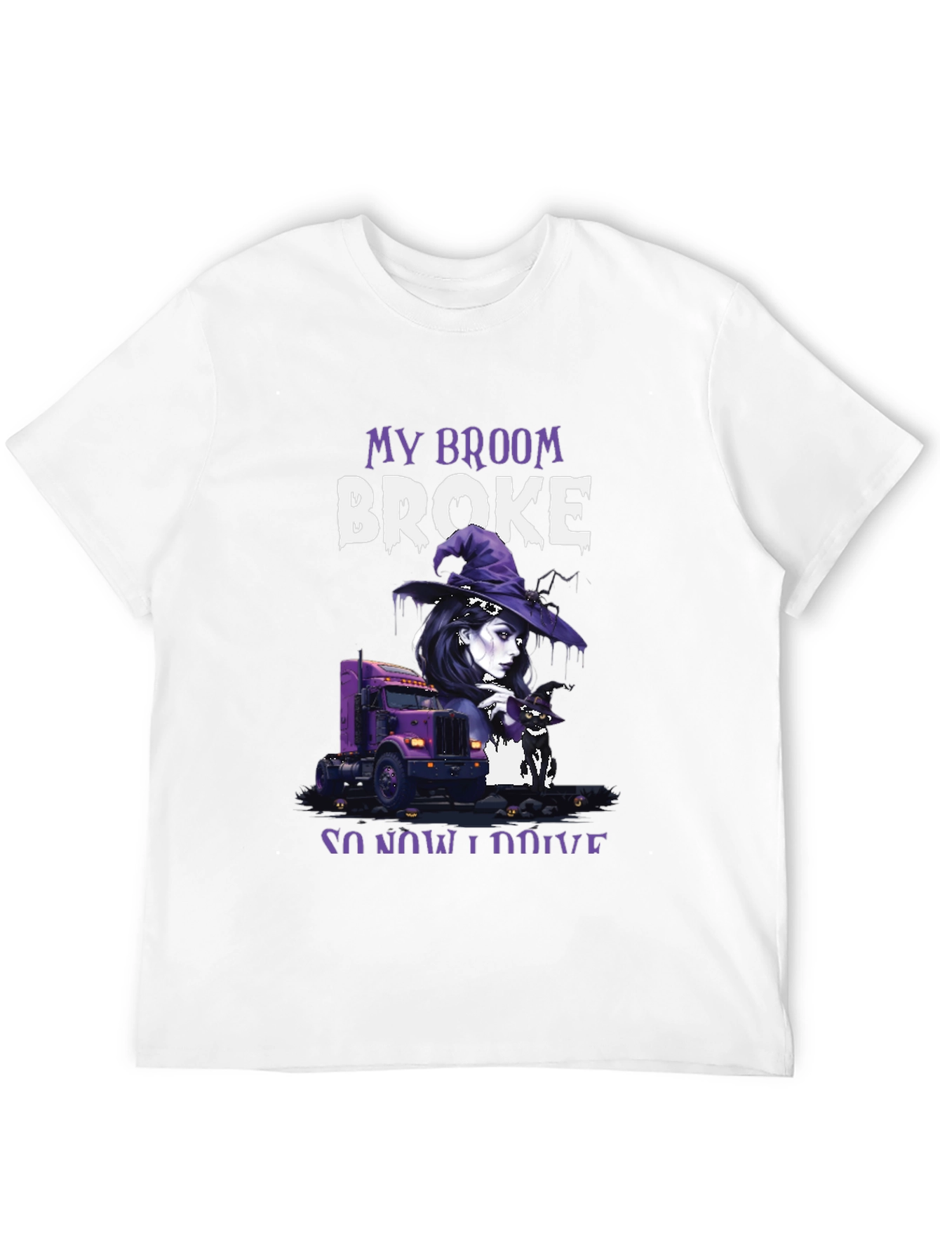My Broom Broke Trucker Halloween T-Shirt