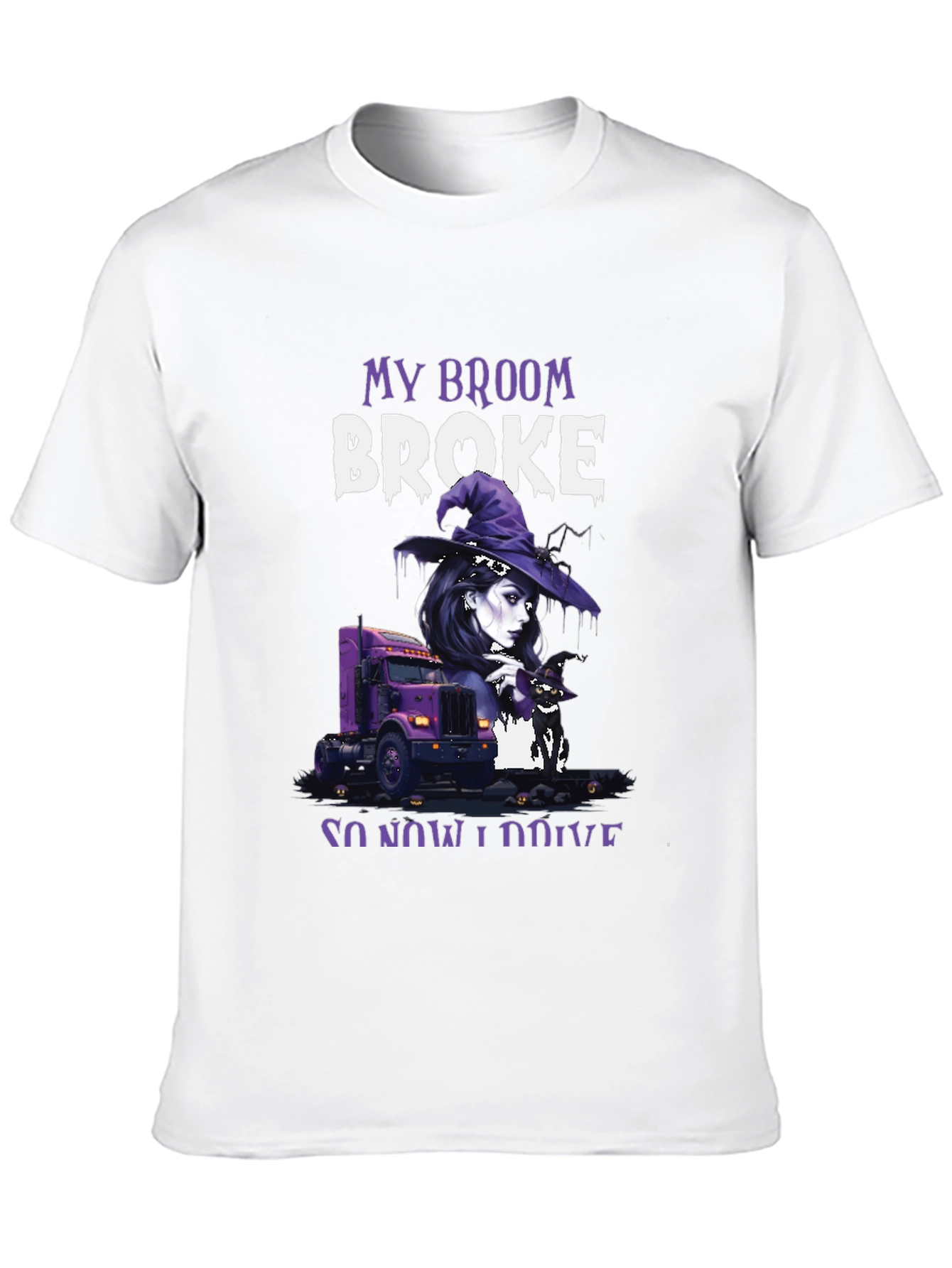 My Broom Broke Trucker Halloween T-Shirt