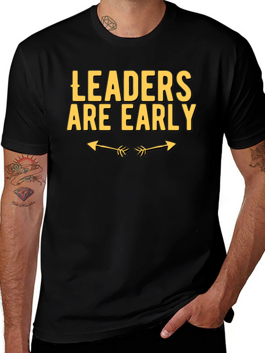 Leaders Are Early Graphic Tee - Black Crew Neck T-Shirt