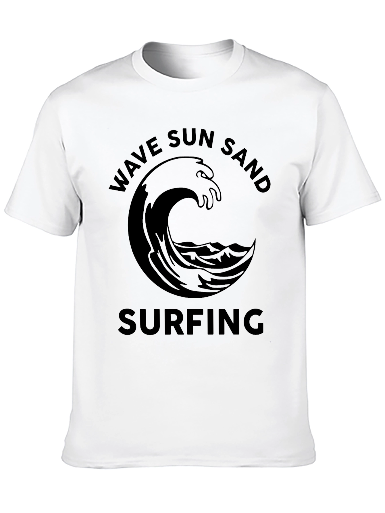 Wave Sun Sand Surfing Black Graphic Tee