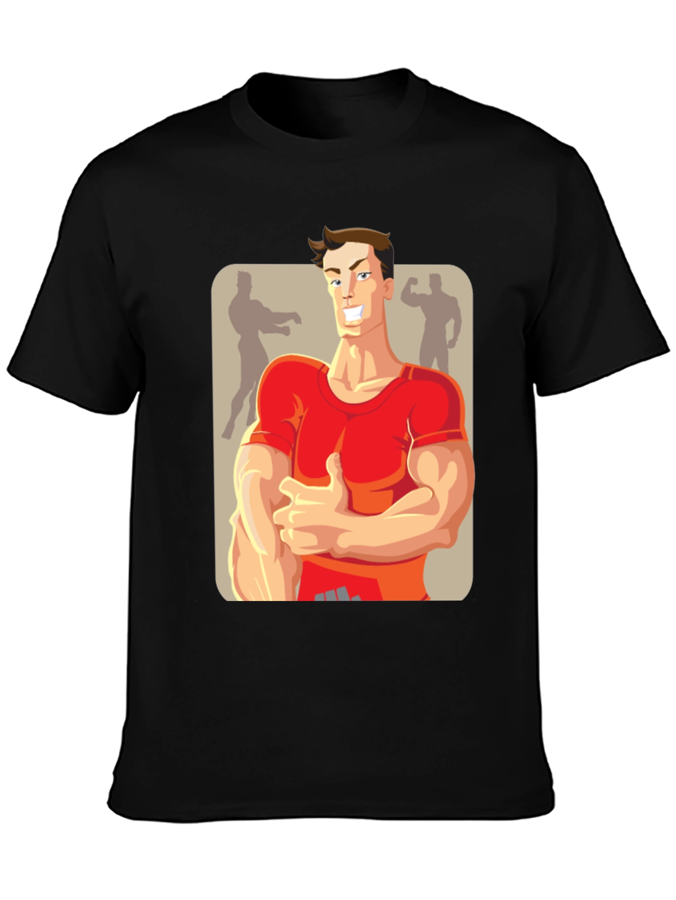 Bodybuilder Cartoon Graphic T-Shirt
