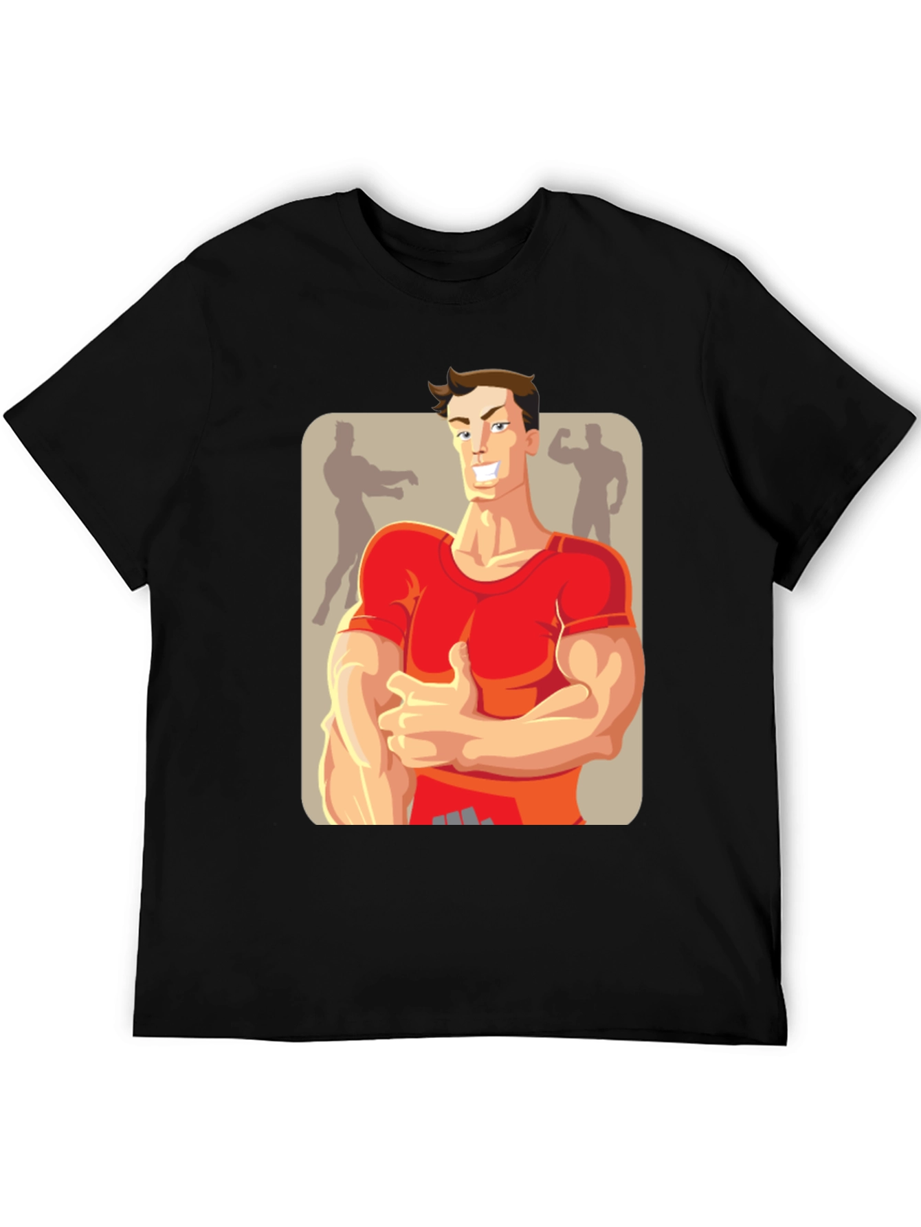 Bodybuilder Cartoon Graphic T-Shirt