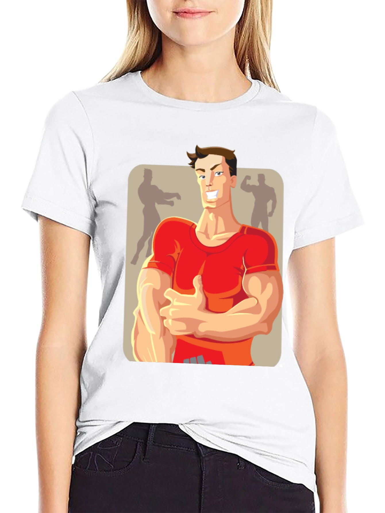 Bodybuilder Cartoon Graphic T-Shirt