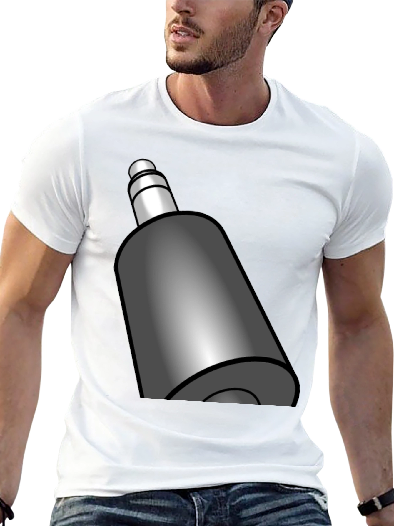 Cool Black T-Shirt with Gray Bottle Graphic