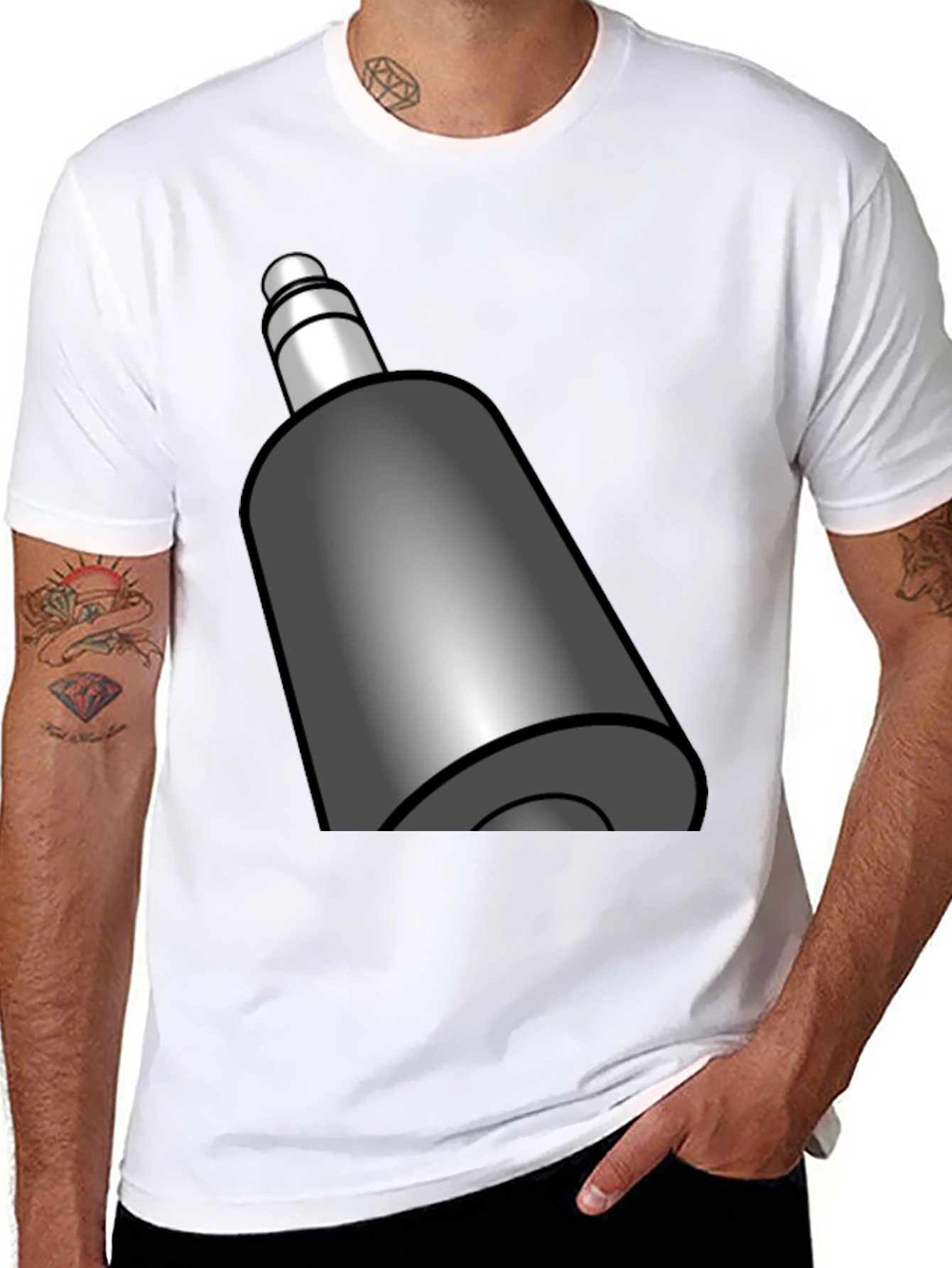 Cool Black T-Shirt with Gray Bottle Graphic