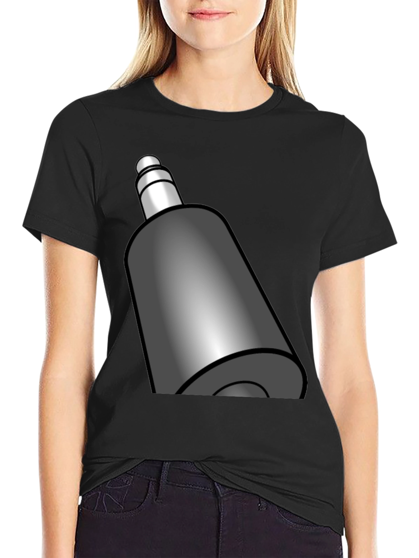 Cool Black T-Shirt with Gray Bottle Graphic