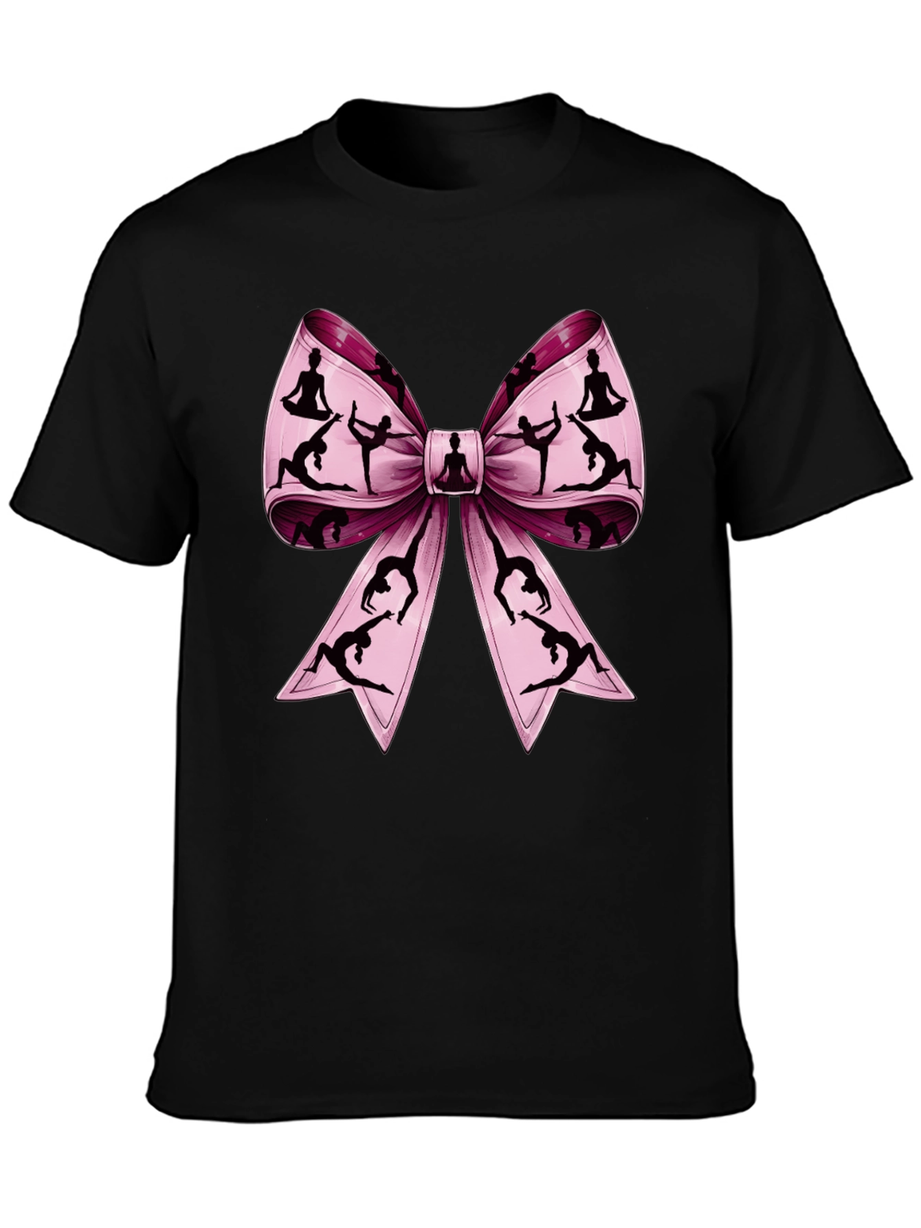 Yoga Bow Graphic Tee - Black Cotton T-Shirt