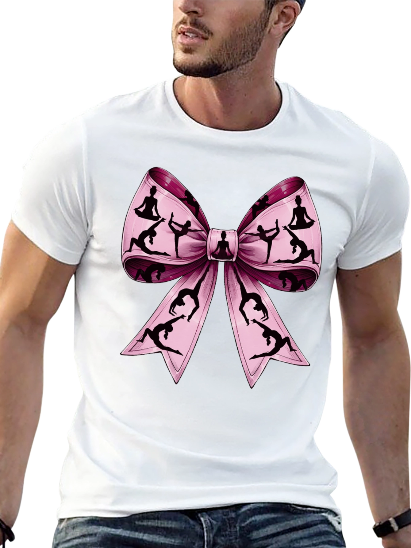 Yoga Bow Graphic Tee - Black Cotton T-Shirt
