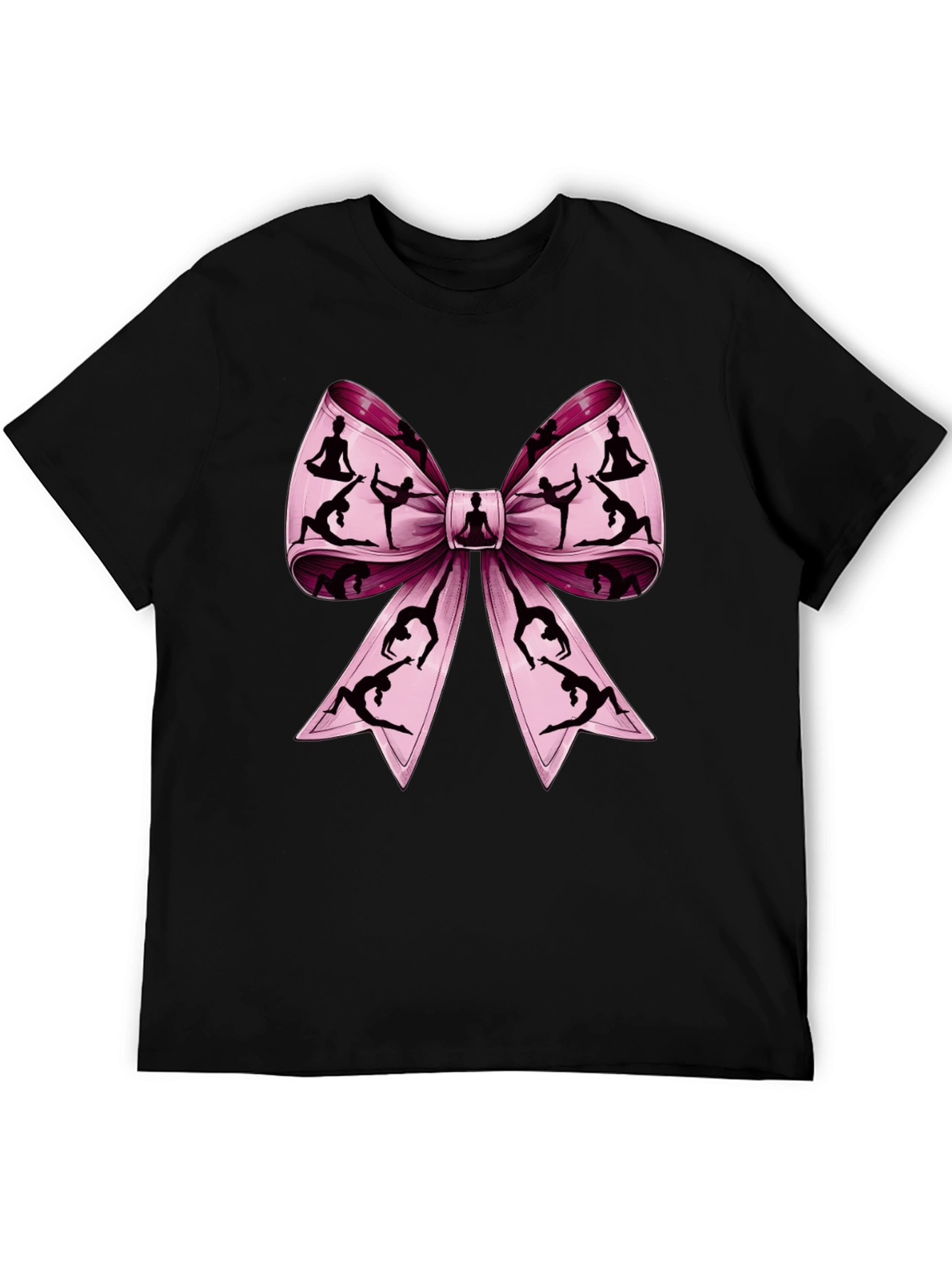 Yoga Bow Graphic Tee - Black Cotton T-Shirt