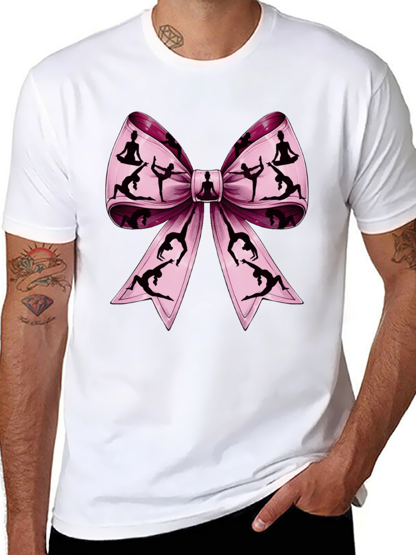 Yoga Bow Graphic Tee - Black Cotton T-Shirt
