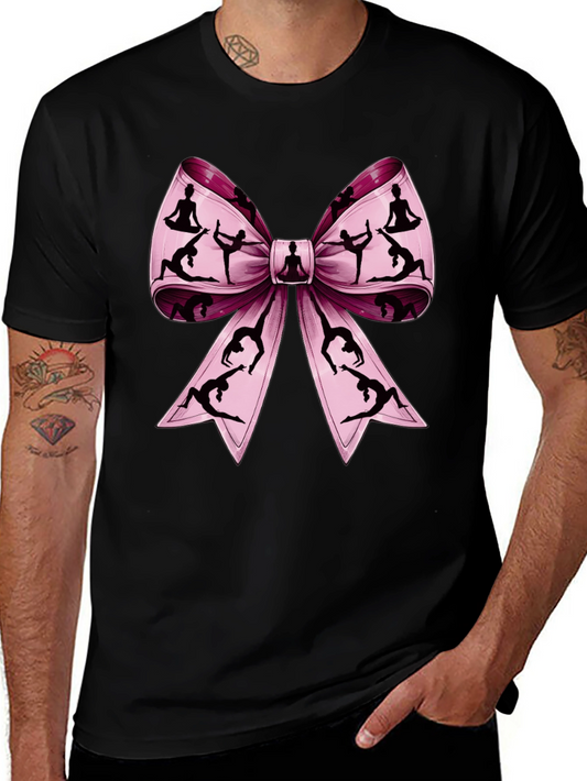 Yoga Bow Graphic Tee - Black Cotton T-Shirt