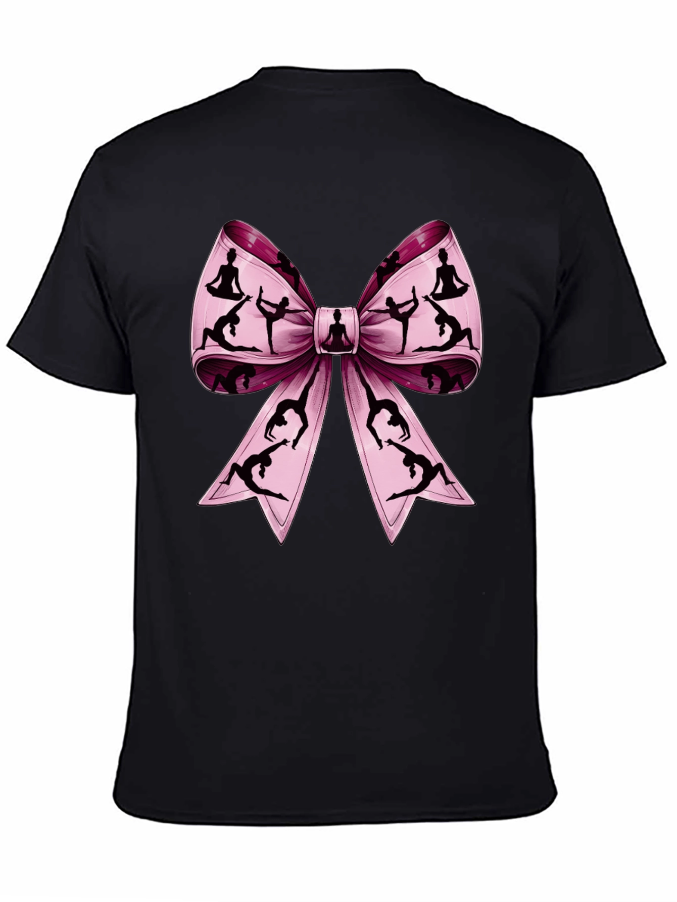 Yoga Bow Graphic Tee - Black Cotton T-Shirt