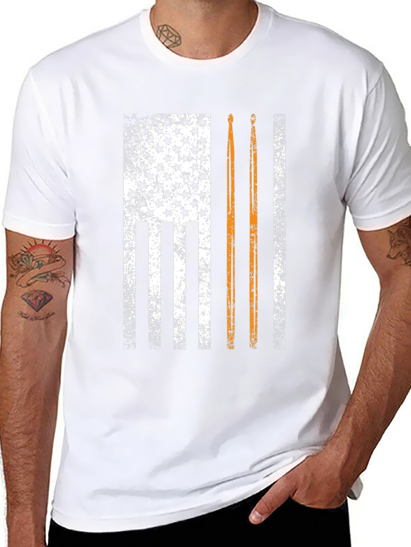 Distressed American Flag Drummer T-Shirt