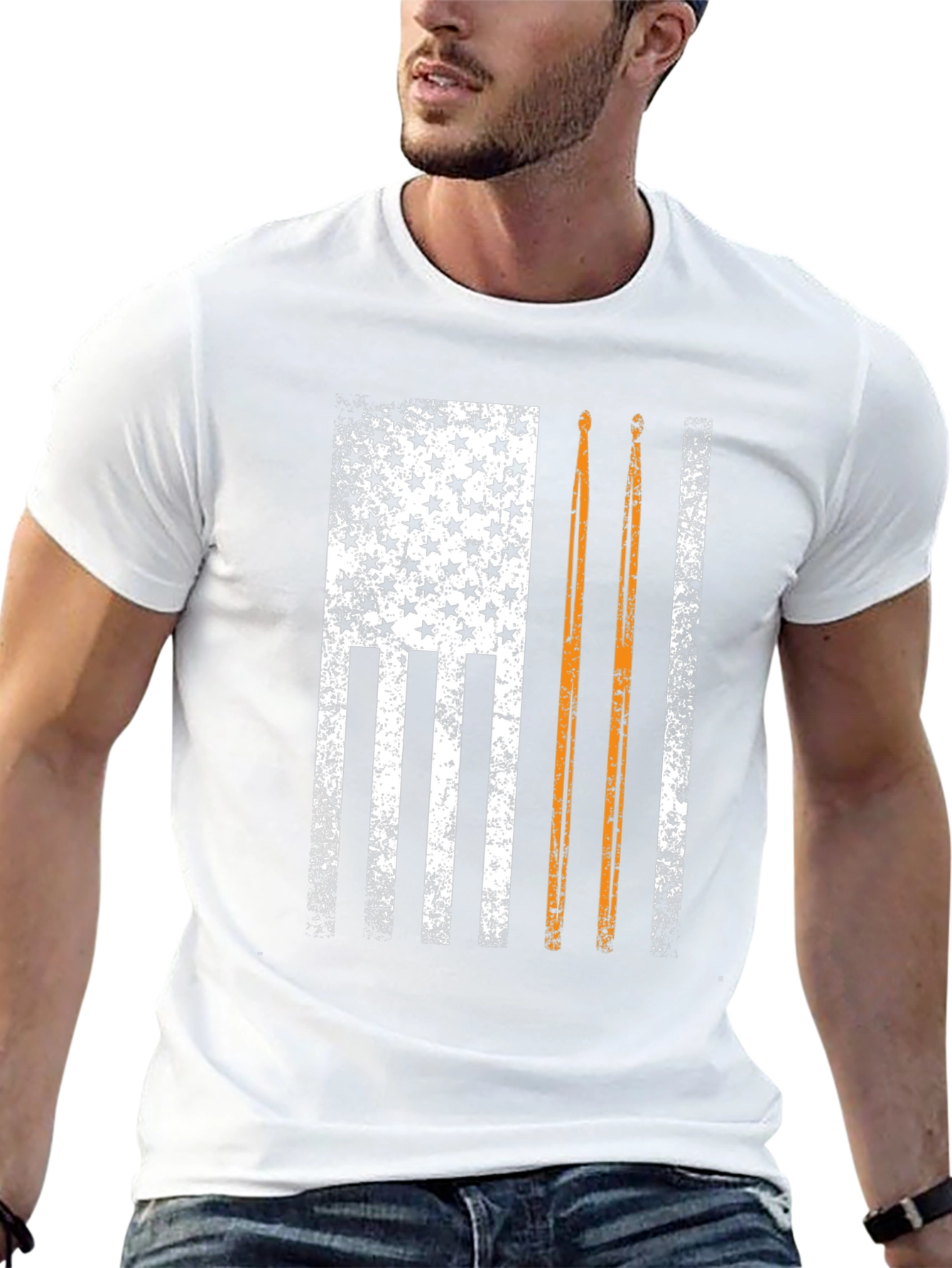 Distressed American Flag Drummer T-Shirt