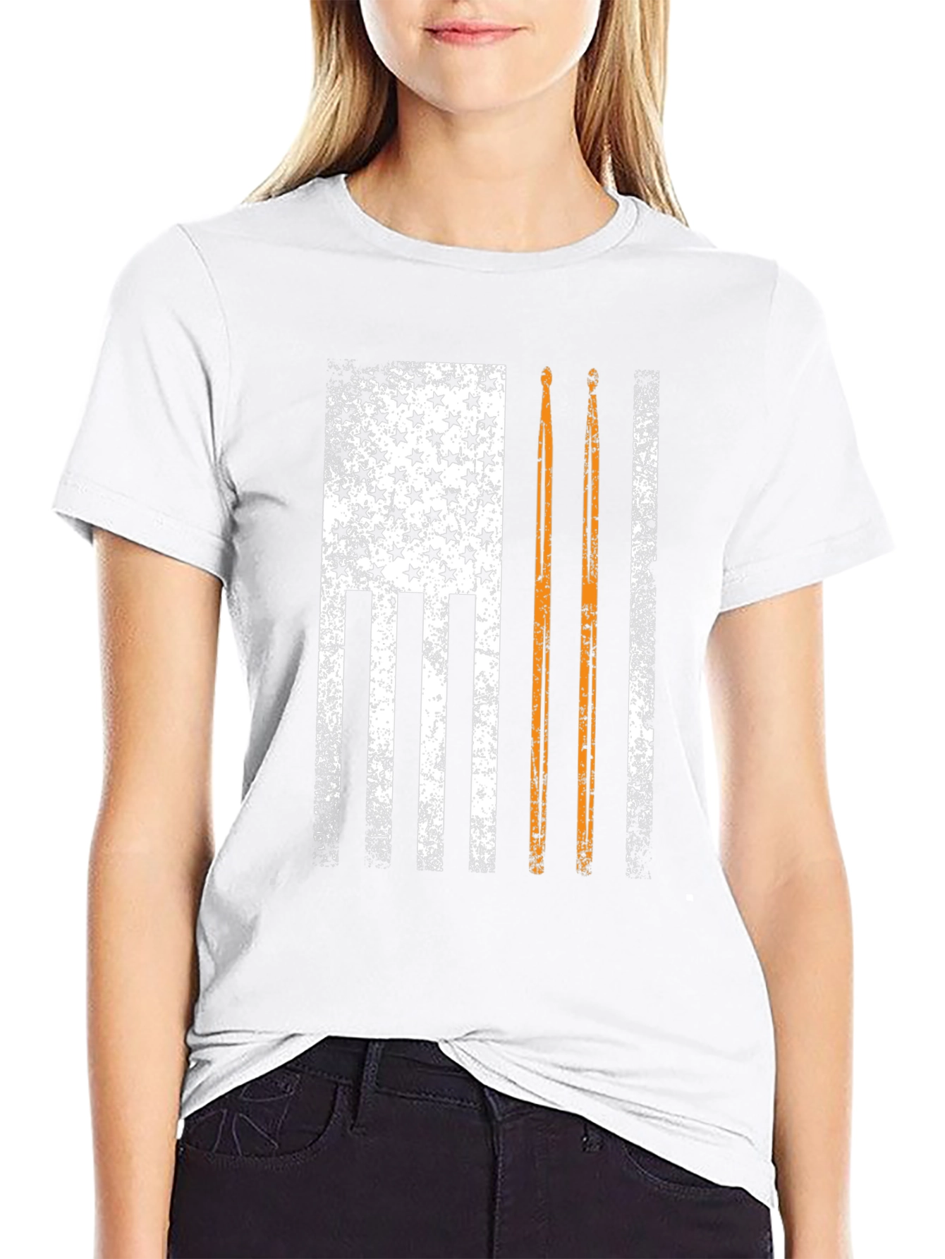 Distressed American Flag Drummer T-Shirt