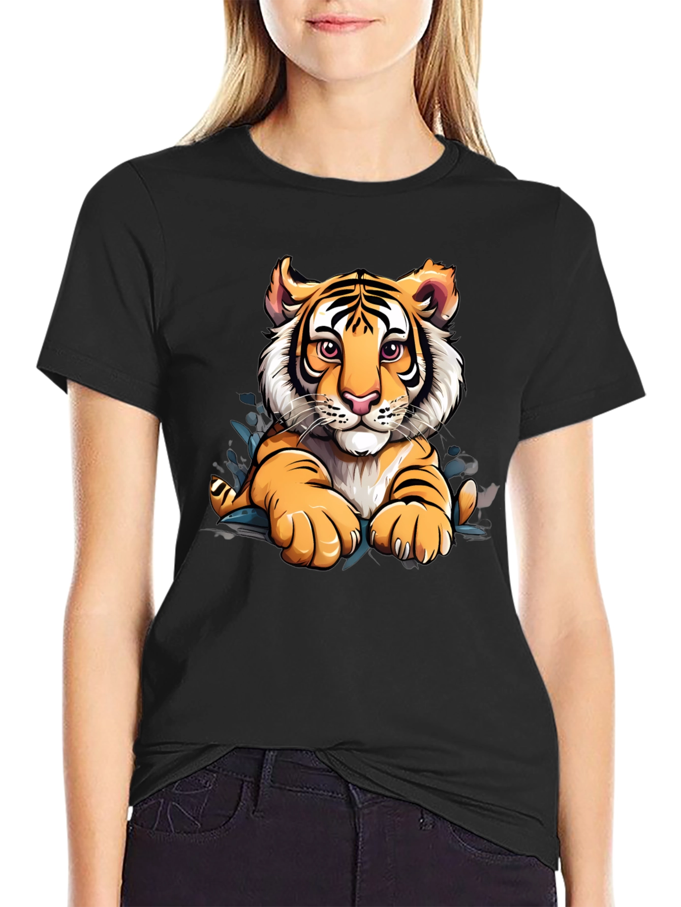 Tiger Graphic Print Mens Black T-Shirt