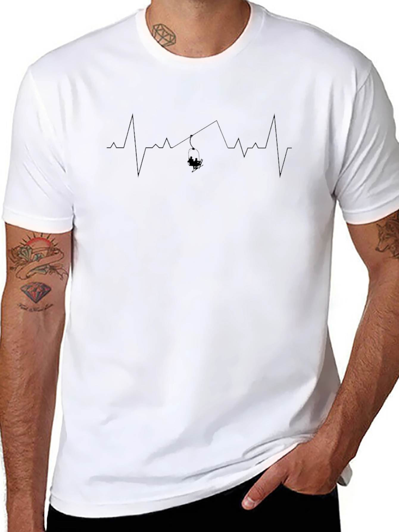 Ski Lift Heartbeat T-Shirt - Black Graphic Tee