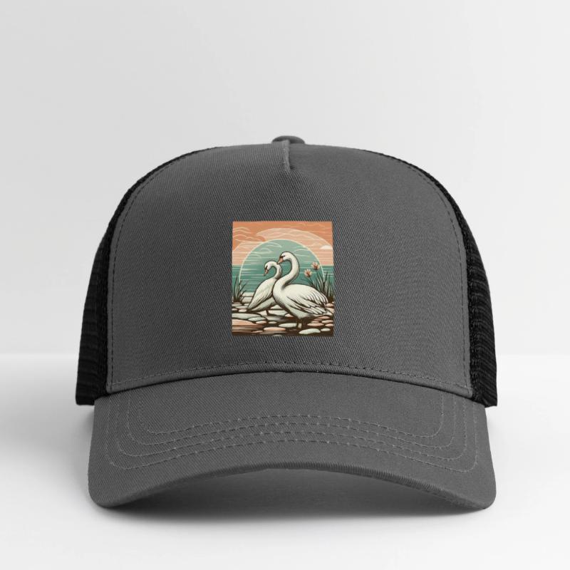 Serene Swan Duo Sunset Scene