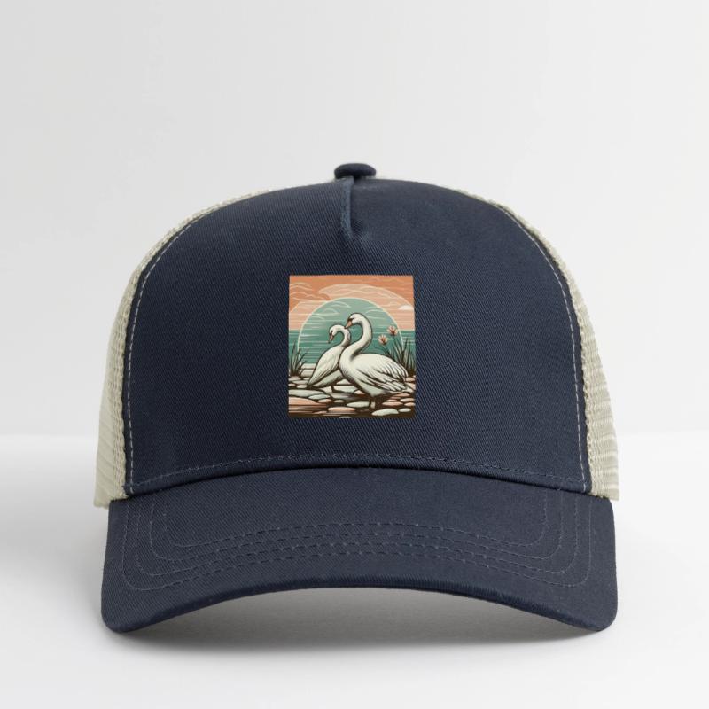 Serene Swan Duo Sunset Scene