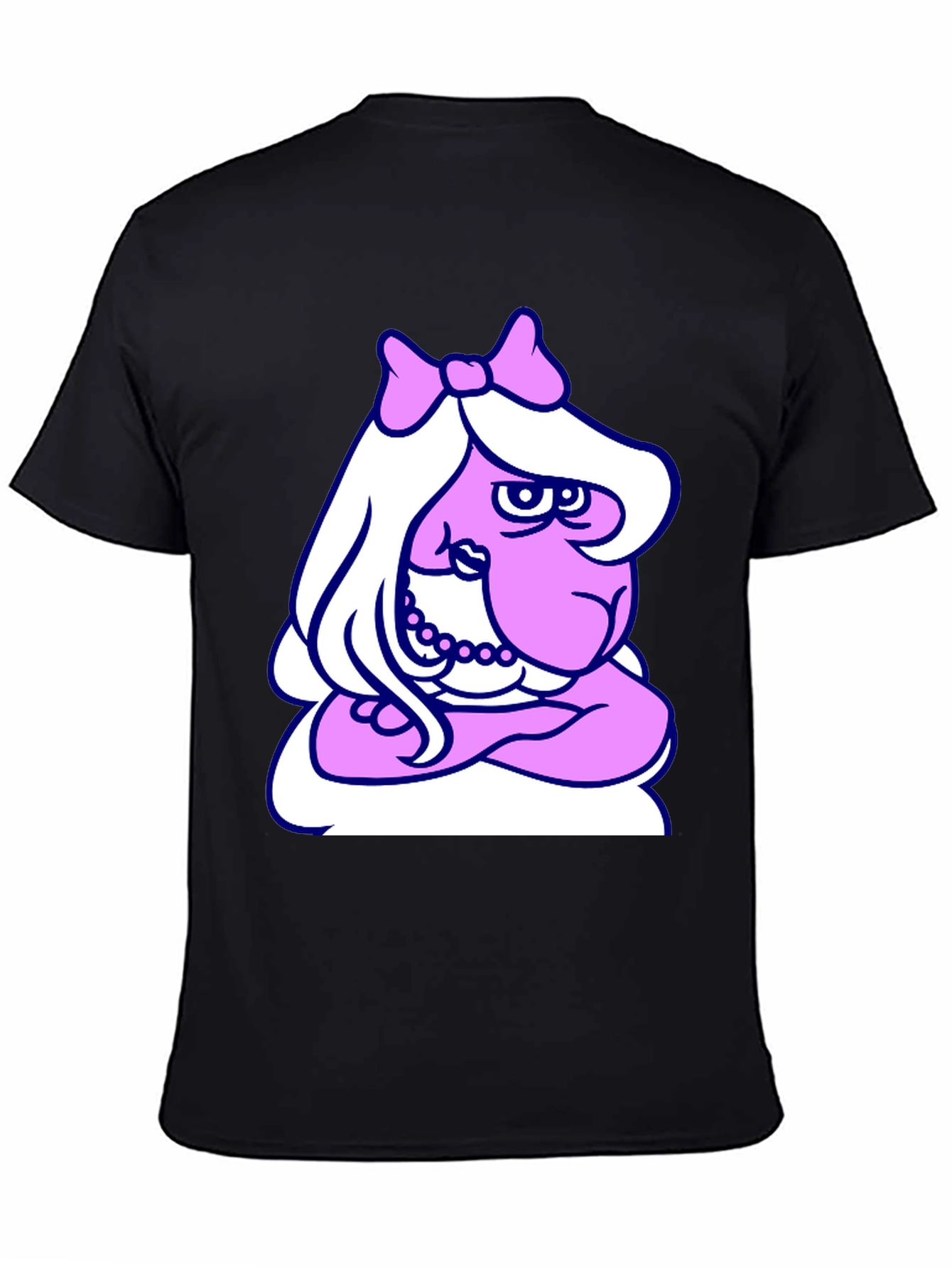 Funny Cartoon Lady T-Shirt - Black Cotton Tee