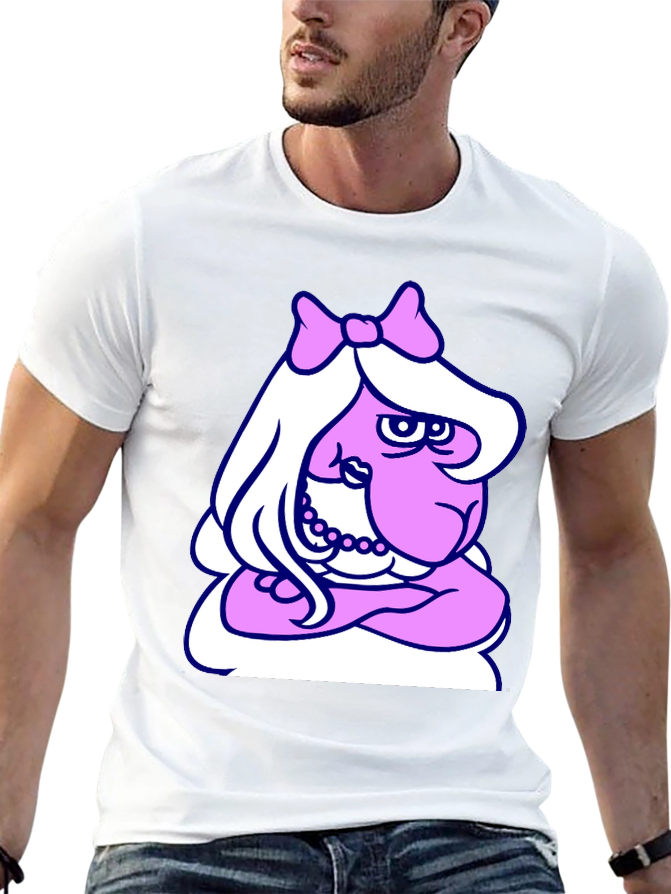 Funny Cartoon Lady T-Shirt - Black Cotton Tee