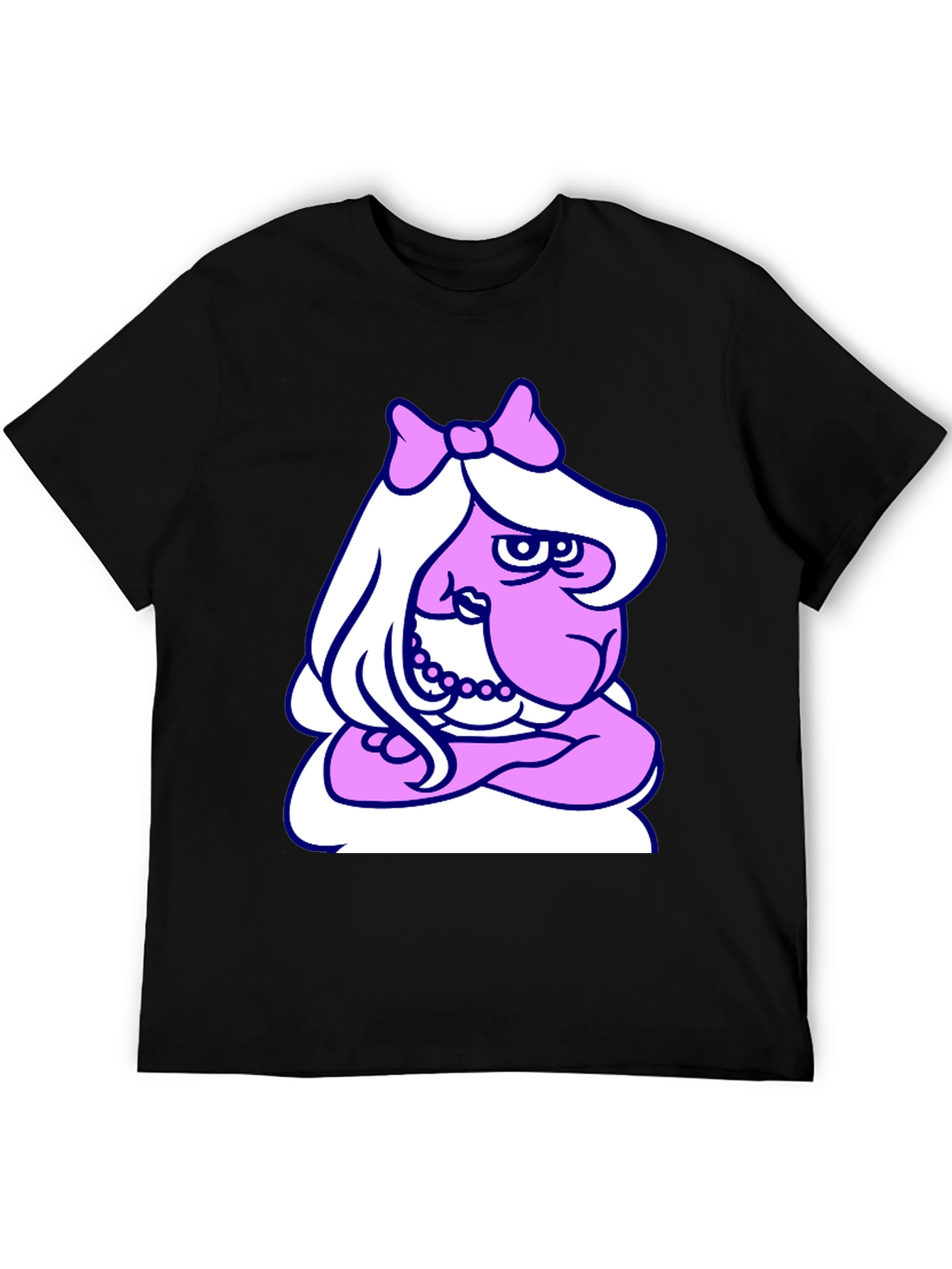 Funny Cartoon Lady T-Shirt - Black Cotton Tee