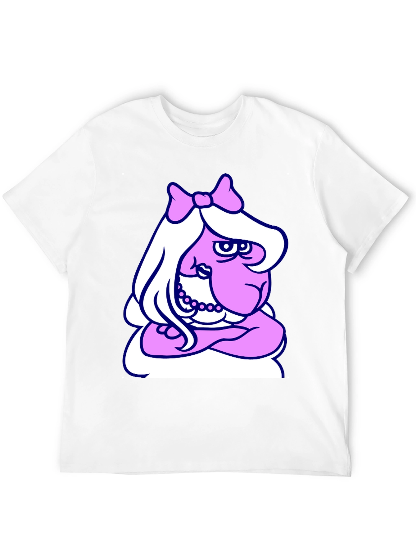 Funny Cartoon Lady T-Shirt - Black Cotton Tee