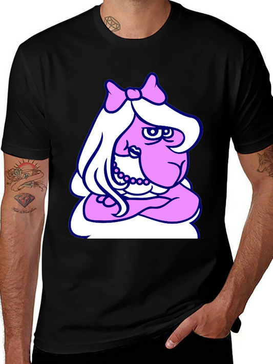 Funny Cartoon Lady T-Shirt - Black Cotton Tee