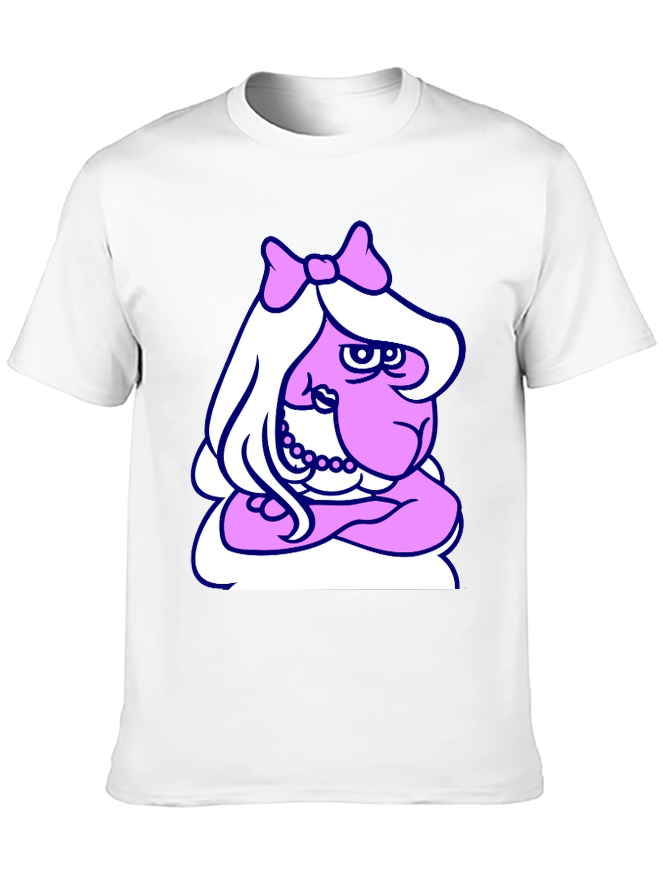 Funny Cartoon Lady T-Shirt - Black Cotton Tee