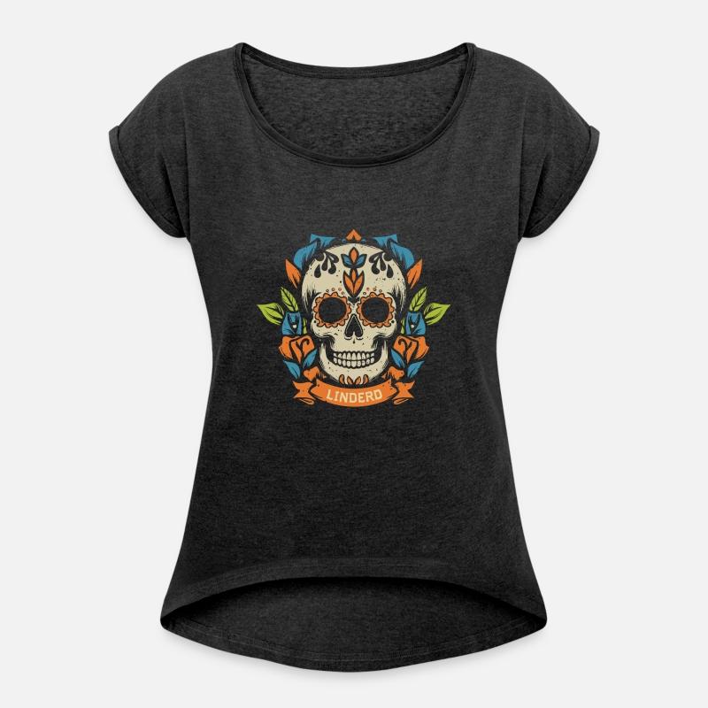 skull head with leaf t shirt design