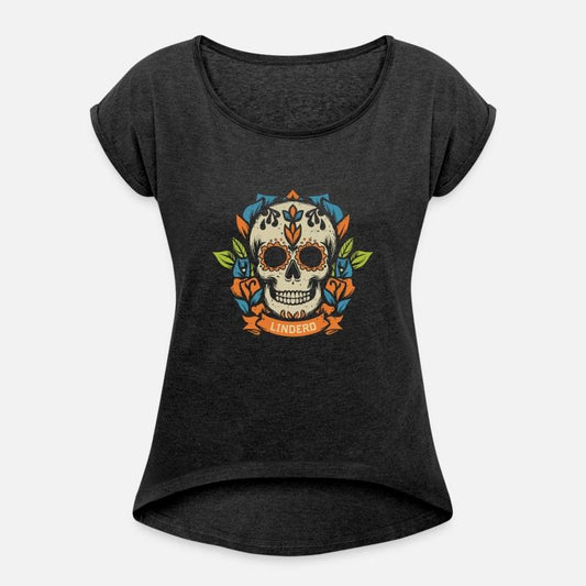 skull head with leaf t shirt design
