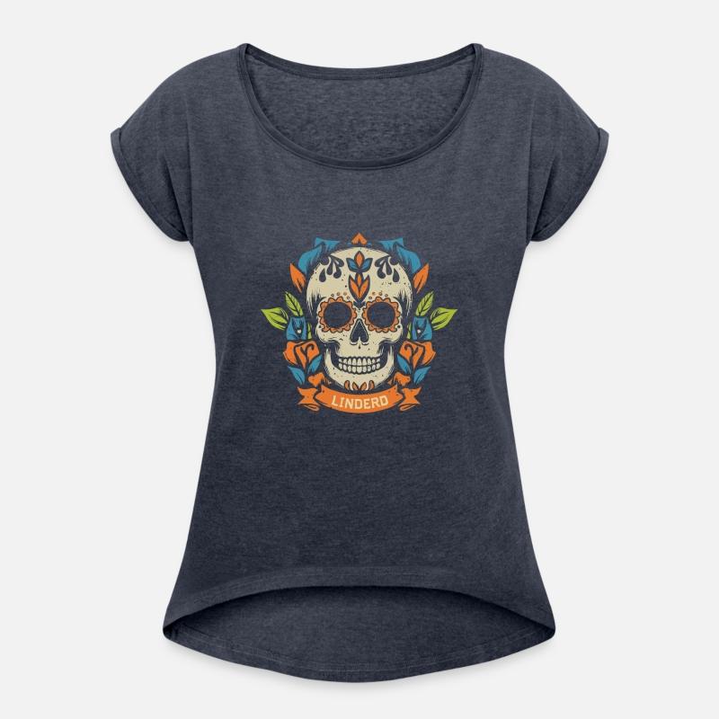 skull head with leaf t shirt design