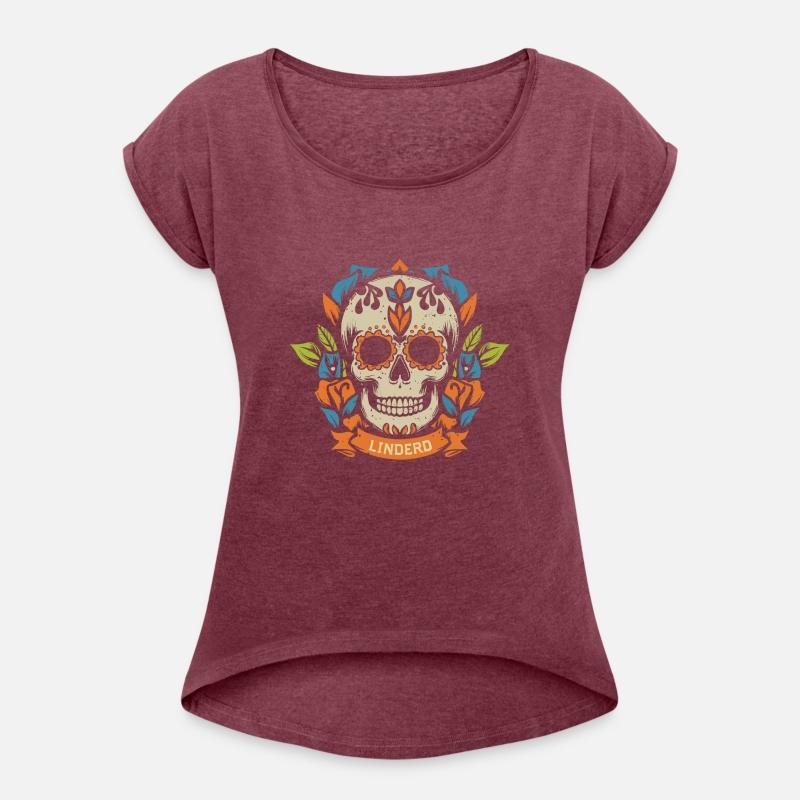 skull head with leaf t shirt design
