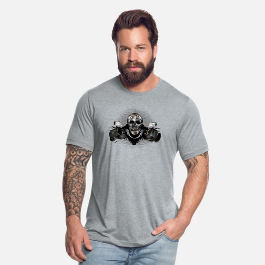 Skull motorcyclist in metallic chrome look