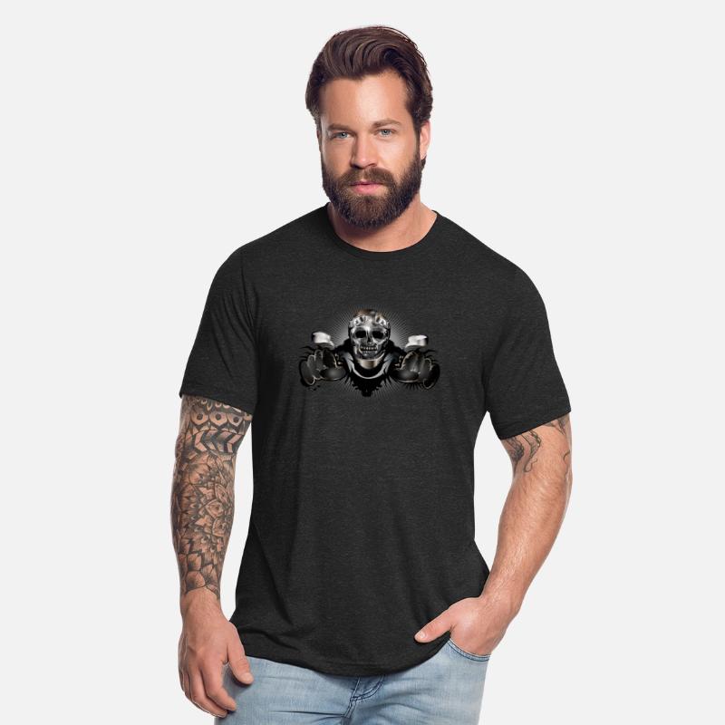 Skull motorcyclist in metallic chrome look