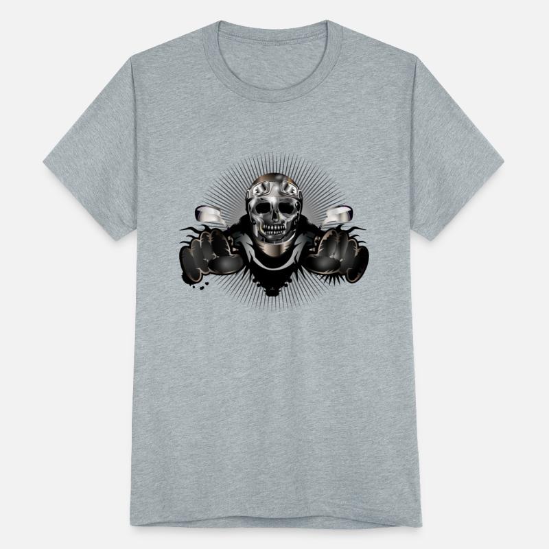 Skull motorcyclist in metallic chrome look