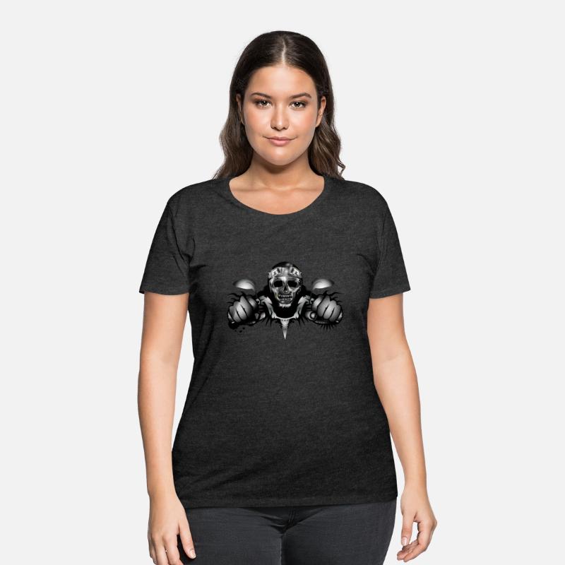 Skull motorcyclist in metallic chrome look