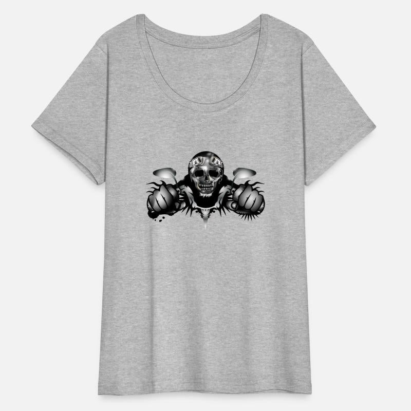 Skull motorcyclist in metallic chrome look