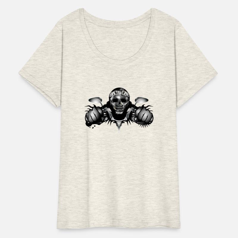 Skull motorcyclist in metallic chrome look