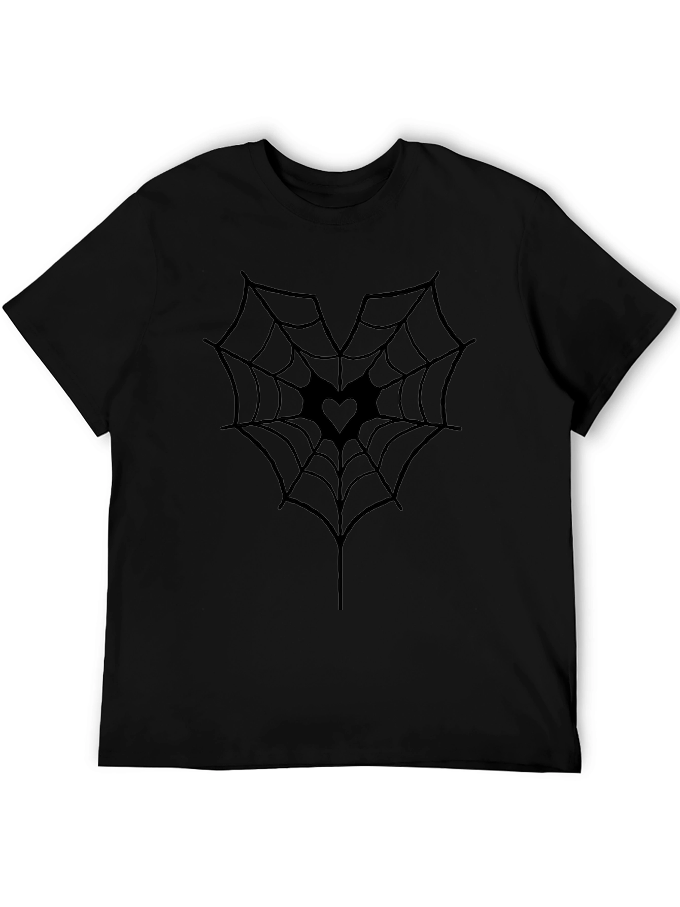 Gothic Heart Spider Web Tee - Stylish Black T-Shirt
