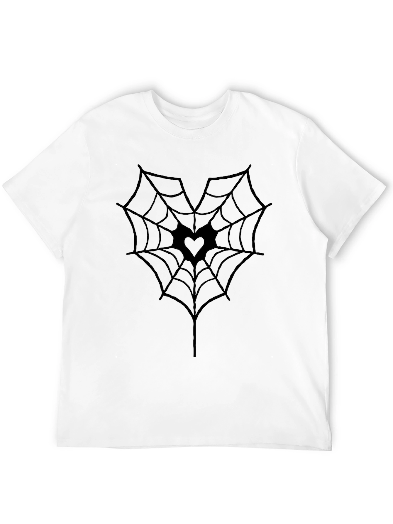 Gothic Heart Spider Web Tee - Stylish Black T-Shirt